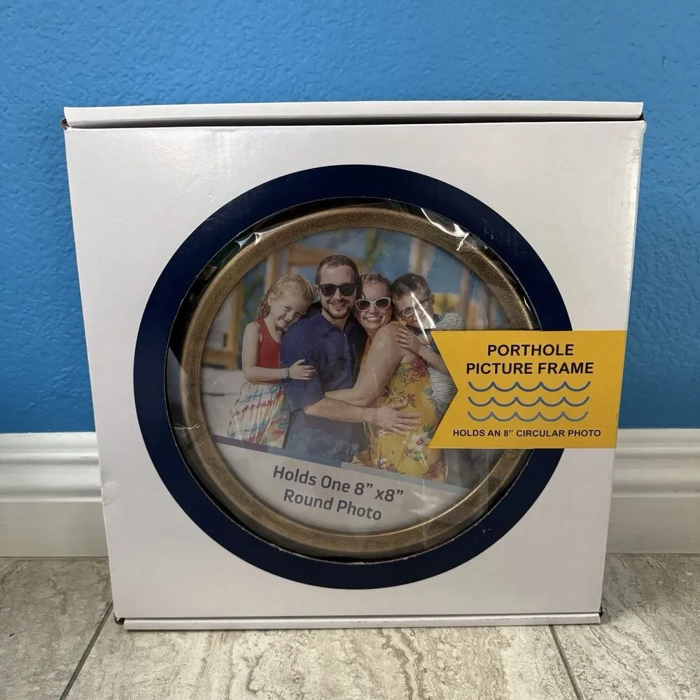 Royal Caribbean PORTHOLE Picture Frame Holds One Round Photo 8"x 8" NIB Sealed - Picture 1 of 5
